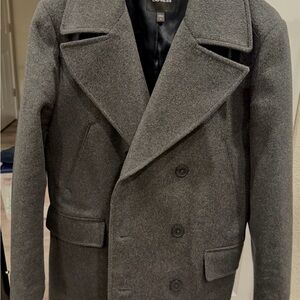 Express Charcoal Double-Breasted Pea Coat